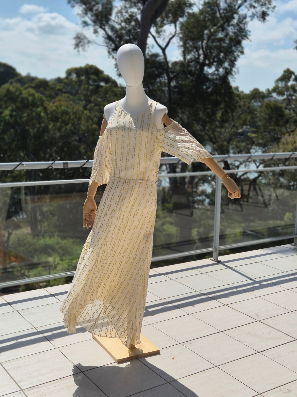 Silk Gold accents Dress - Size 10 Retail $800.00