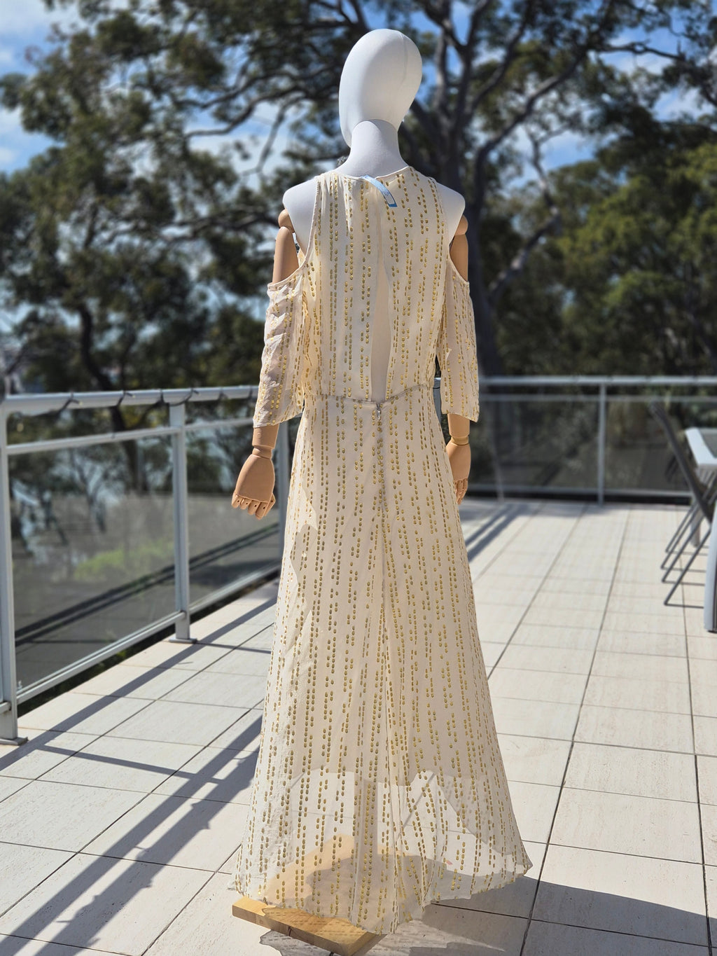Silk Gold accents Dress - Size 10 Retail $800.00