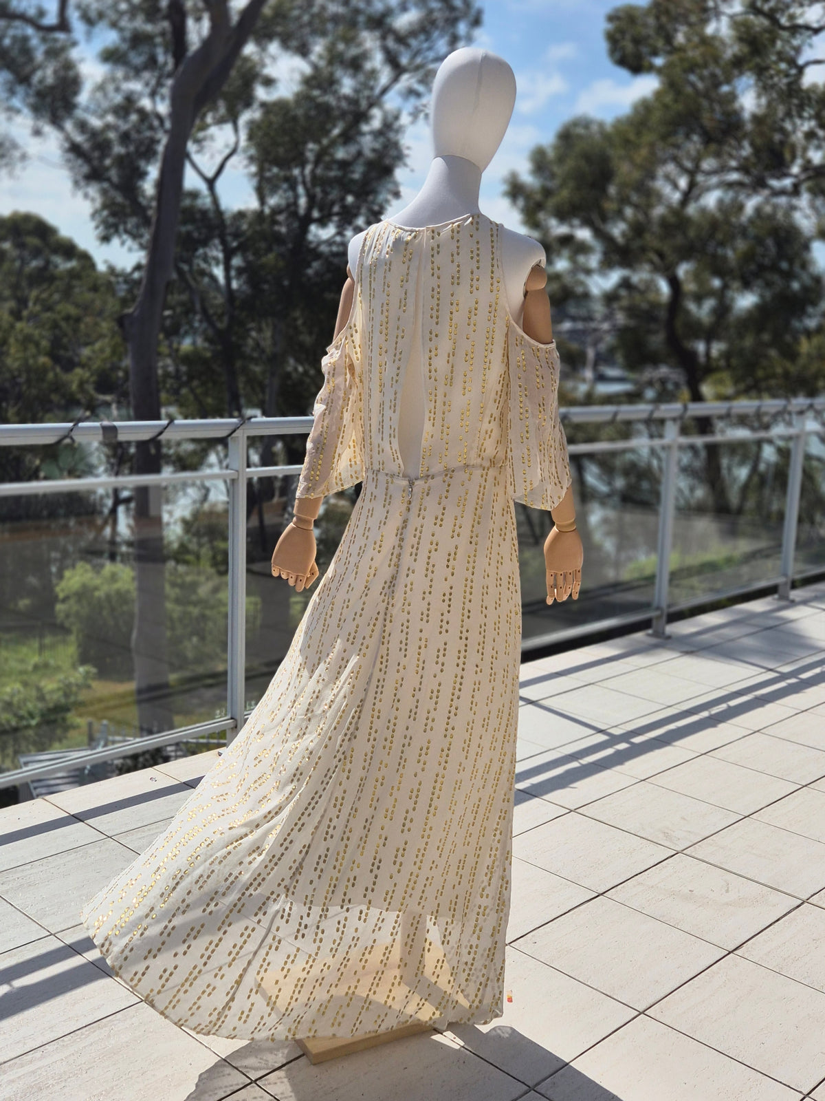 Silk Gold accents Dress - Size 10 Retail $800.00