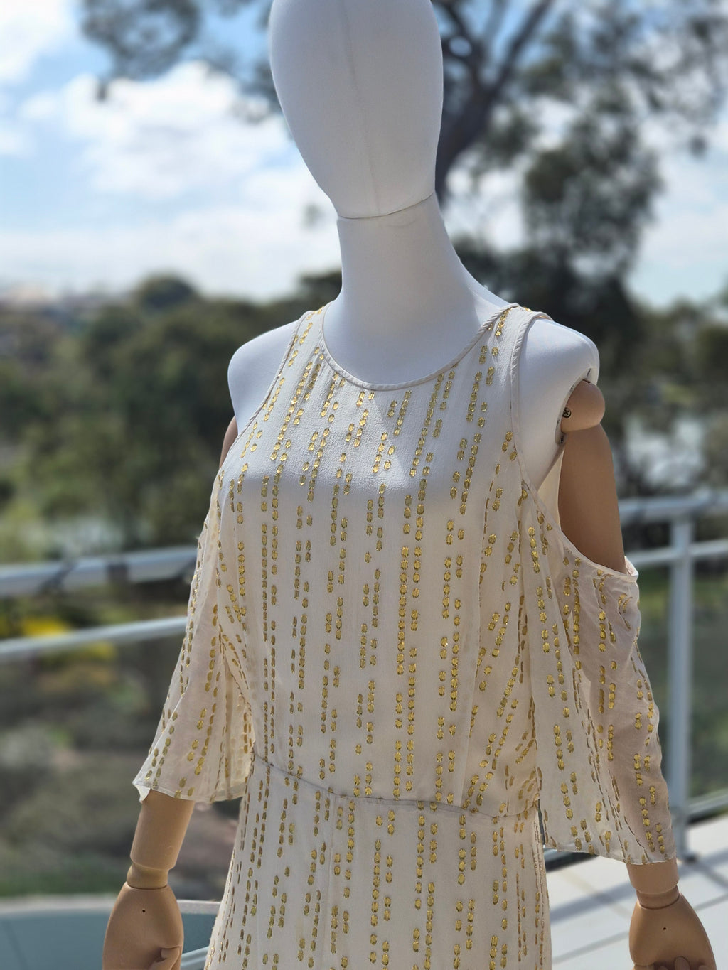 Silk Gold accents Dress - Size 10 Retail $800.00