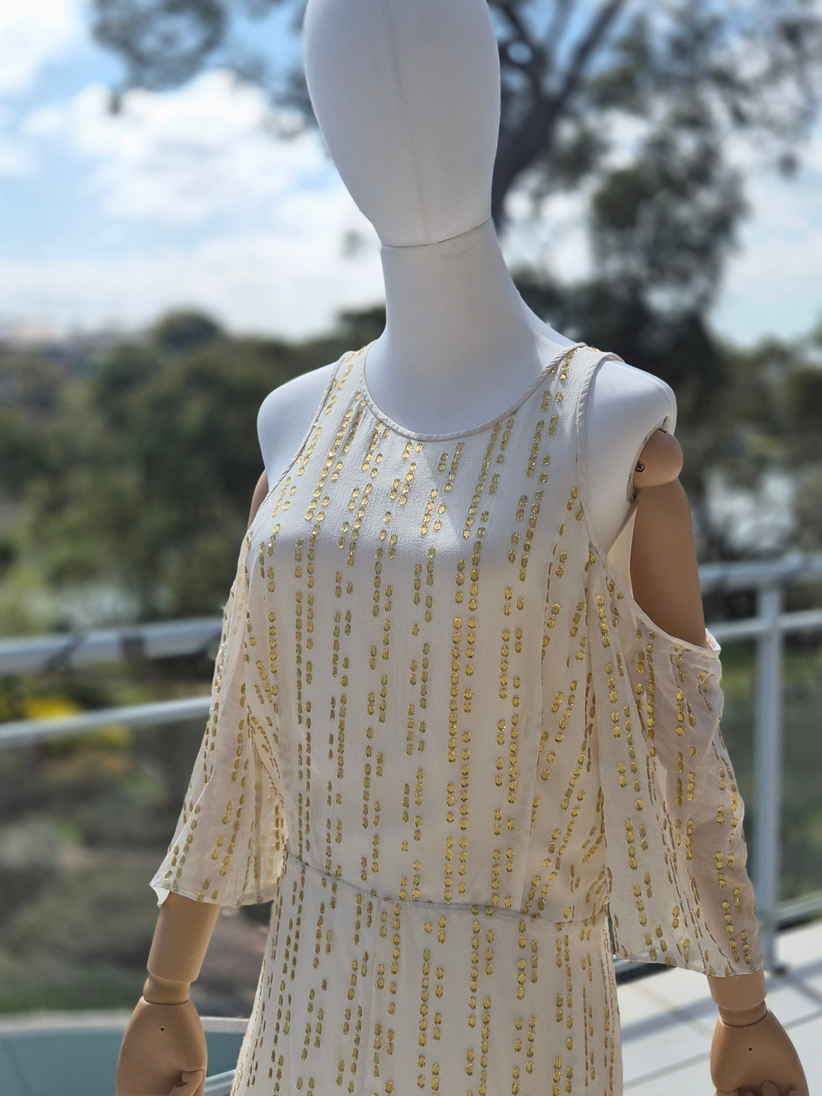 Silk Gold accents Dress - Size 10 Retail $800.00