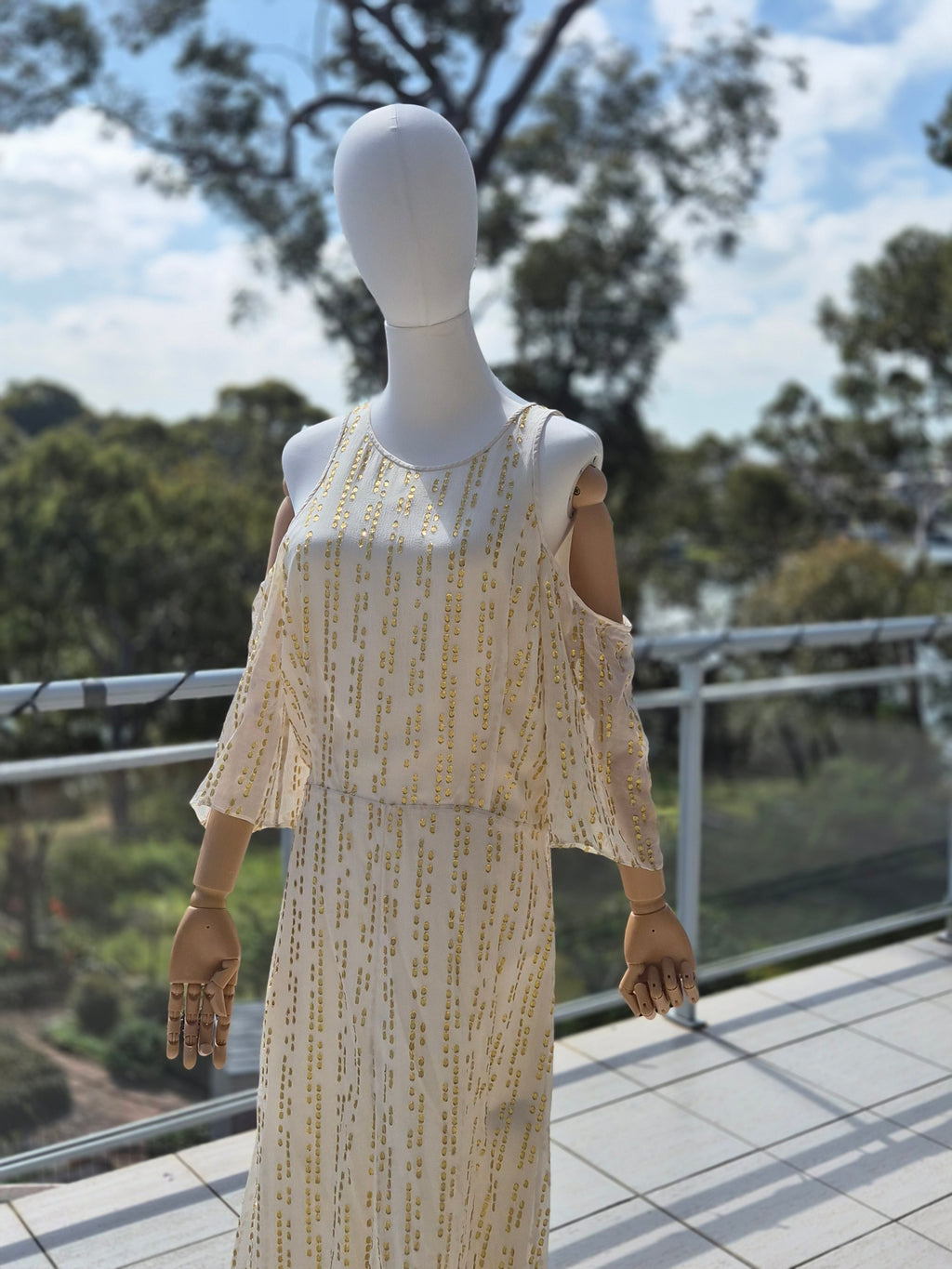 Silk Gold accents Dress - Size 10 Retail $800.00