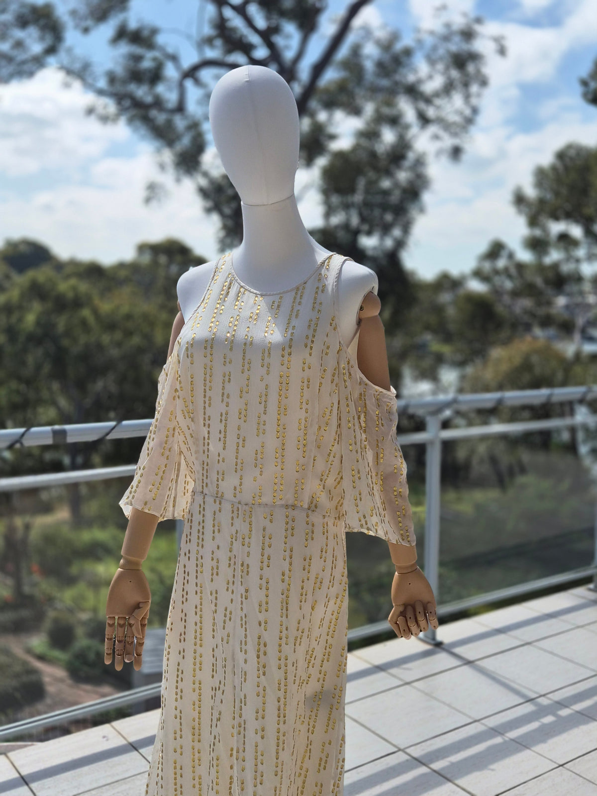 Silk Gold accents Dress - Size 10 Retail $800.00