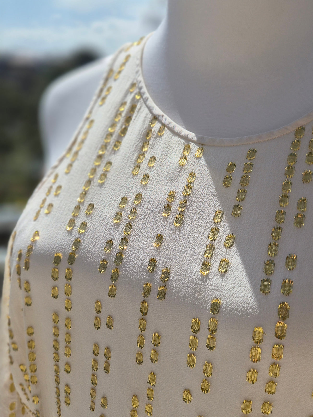 Silk Gold accents Dress - Size 10 Retail $800.00