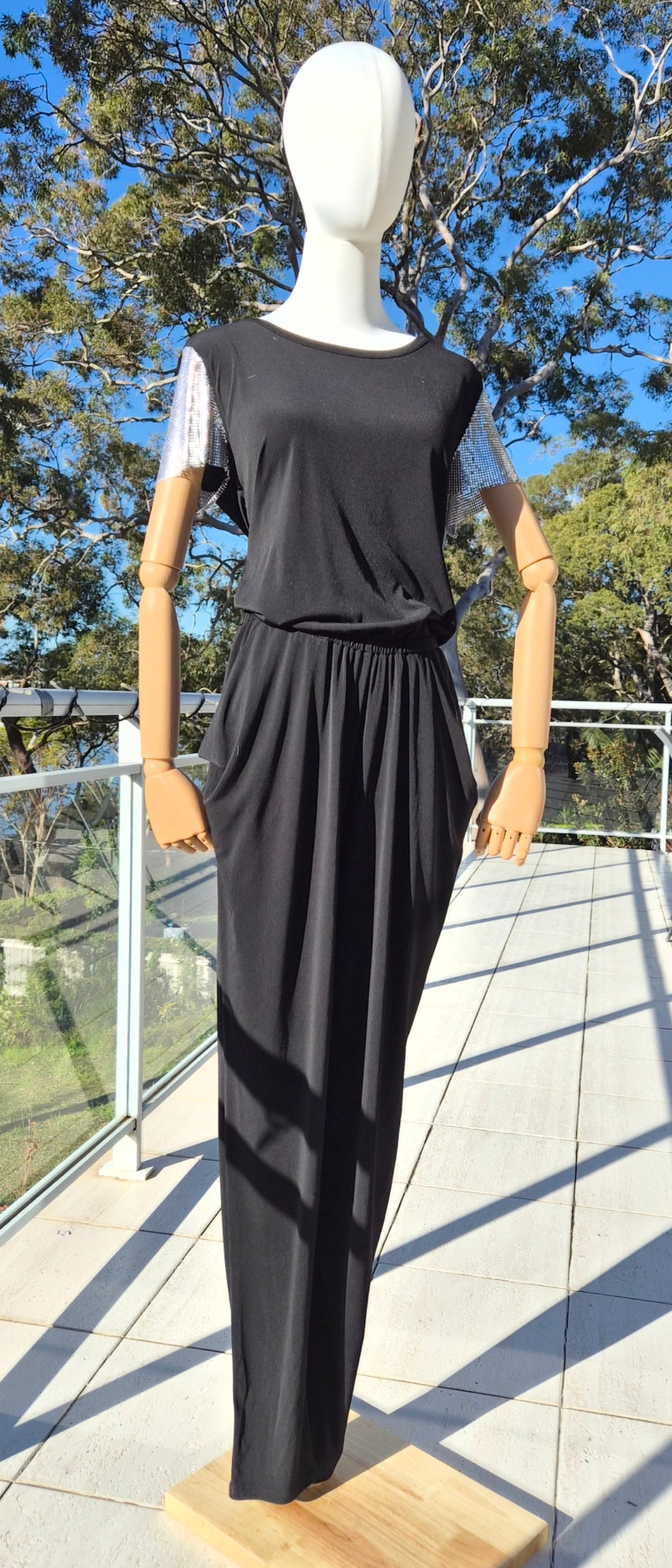 Michael Kors Slim-leg Metallic-Sleeve Jumpsuit - Size 10
