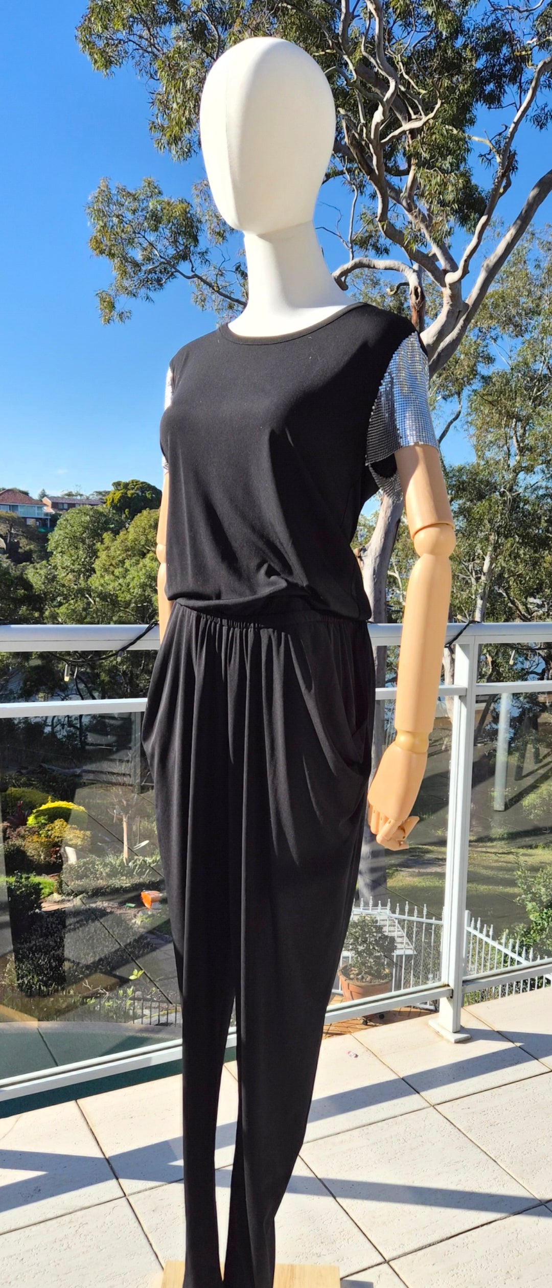 Michael Kors Slim-leg Metallic-Sleeve Jumpsuit - Size 10