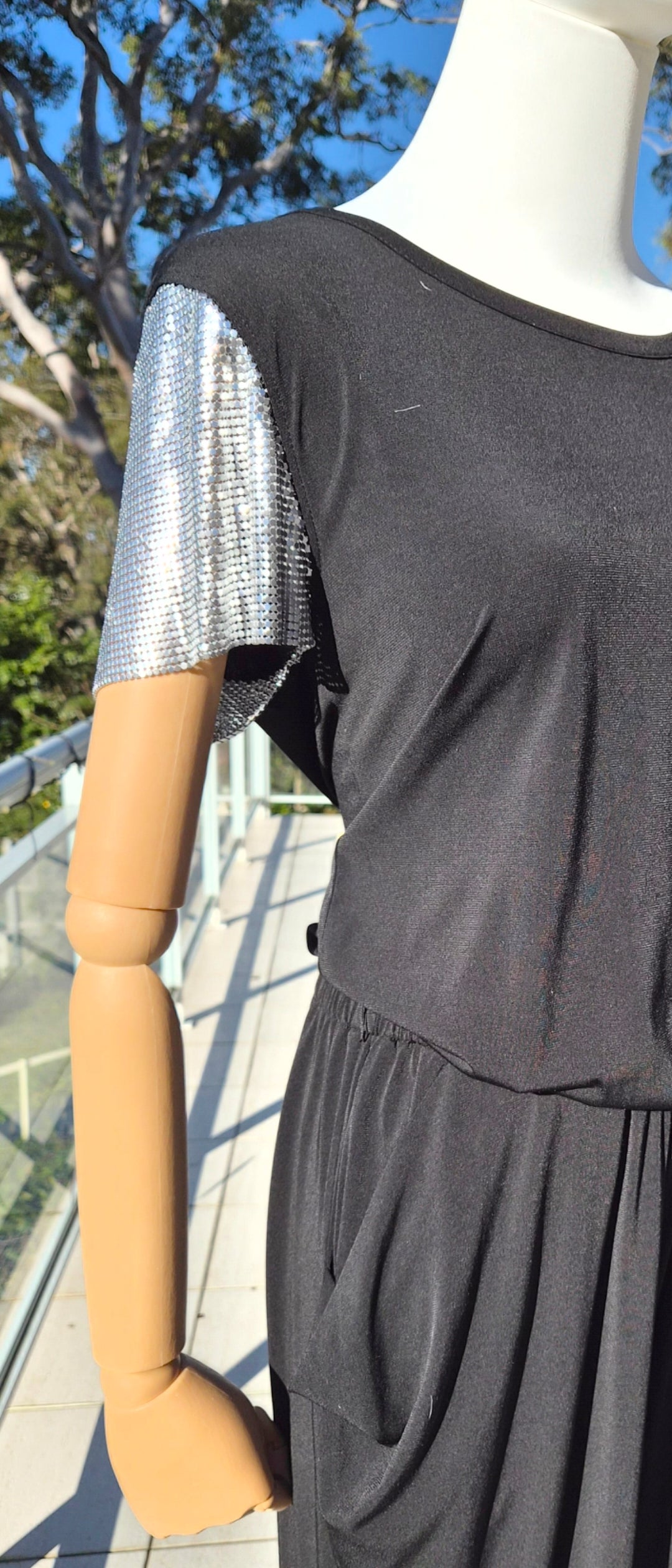 Michael Kors Slim-leg Metallic-Sleeve Jumpsuit - Size 10
