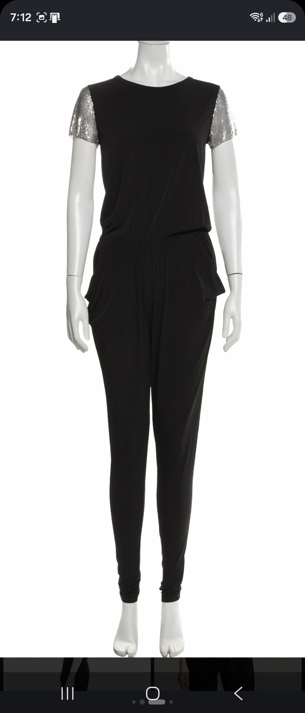 Michael Kors Slim-leg Metallic-Sleeve Jumpsuit - Size 10