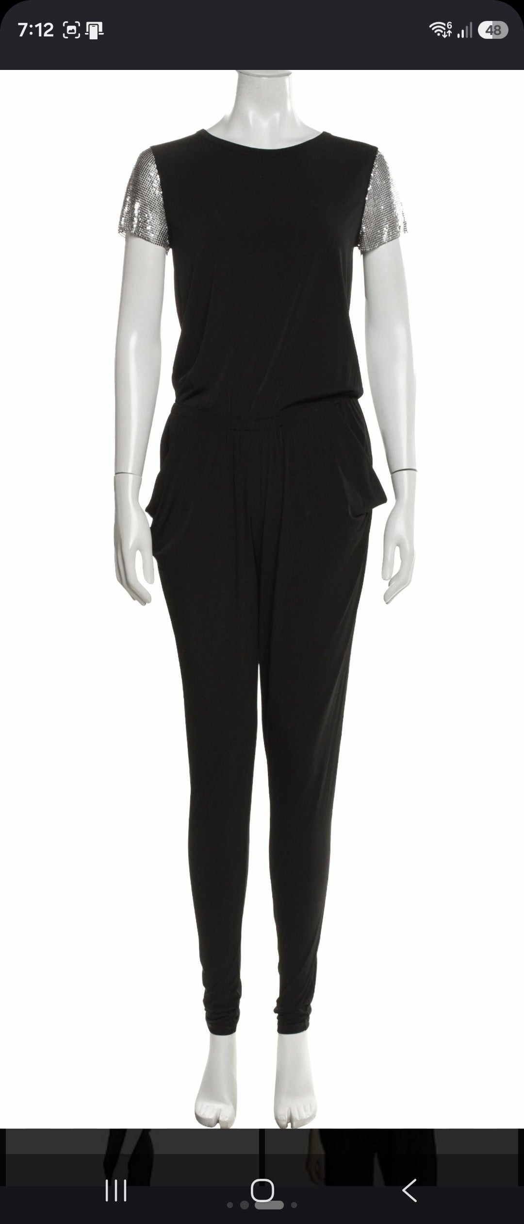 Michael Kors Slim-leg Metallic-Sleeve Jumpsuit - Size 10