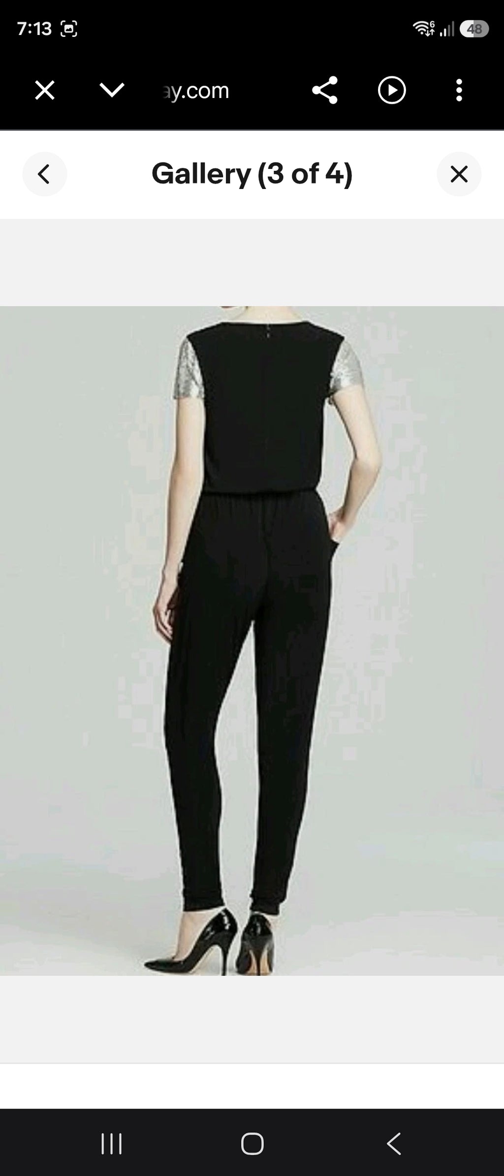 Michael Kors Slim-leg Metallic-Sleeve Jumpsuit - Size 10