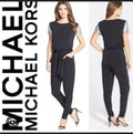 Michael Kors Slim-leg Metallic-Sleeve Jumpsuit - Size 10