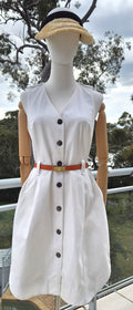 Cue White button Utility Dress - Size 8