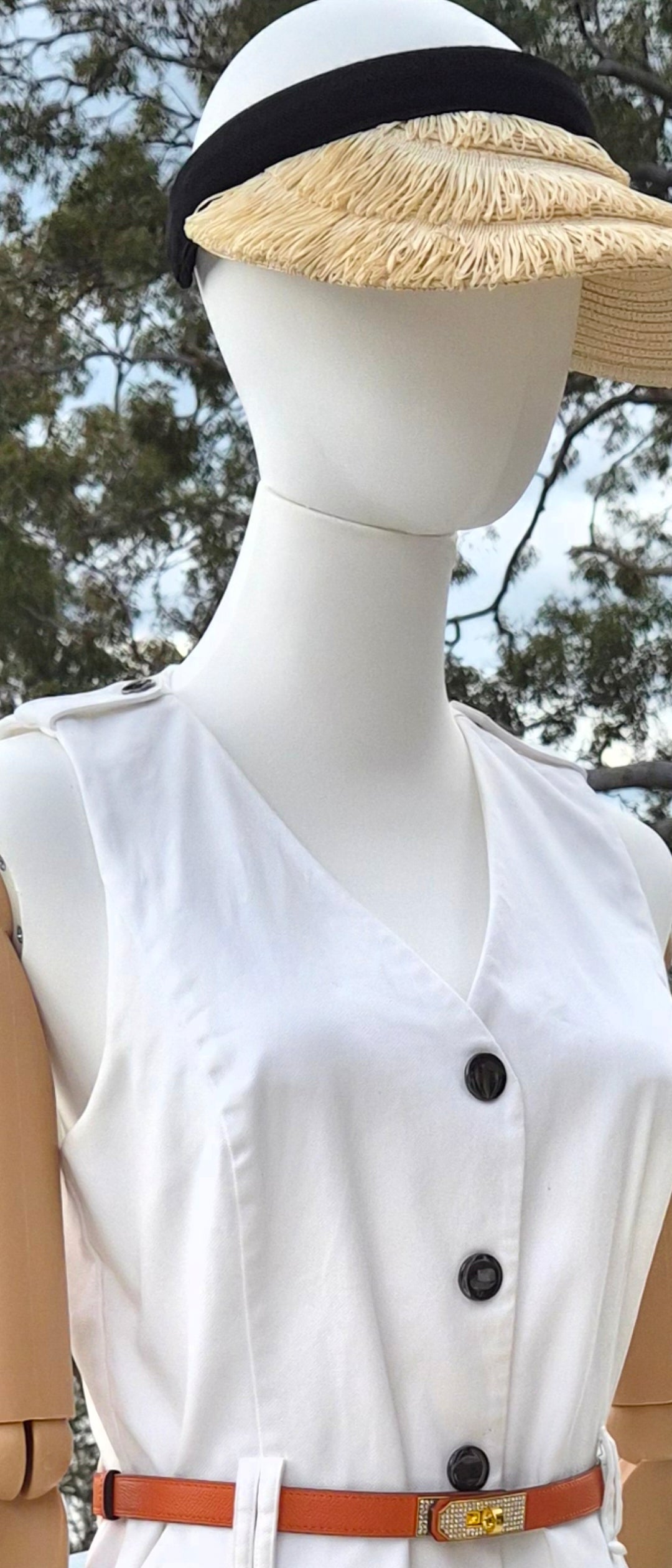 Cue White button Utility Dress - Size 8