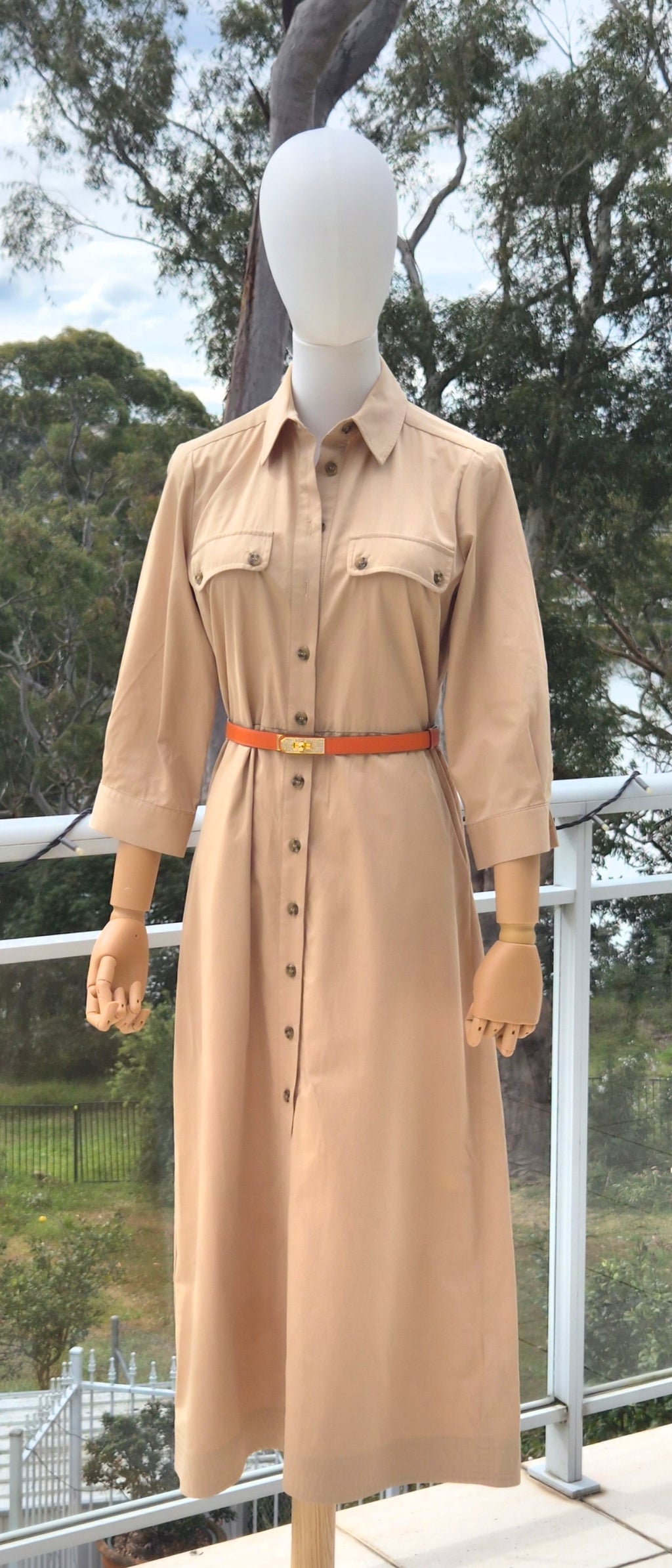 Sportcraft Ditte Shirt Dress in Beige Size 8