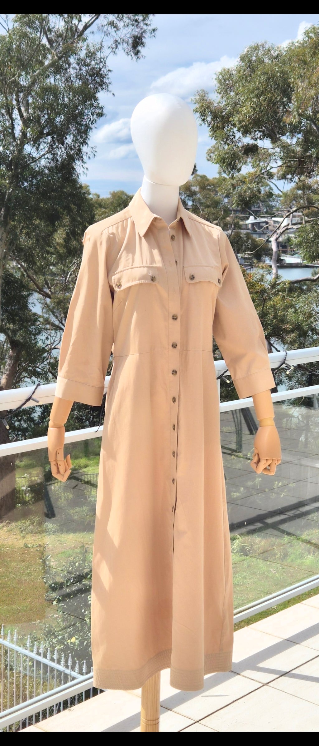 Sportcraft Ditte Shirt Dress in Beige Size 8