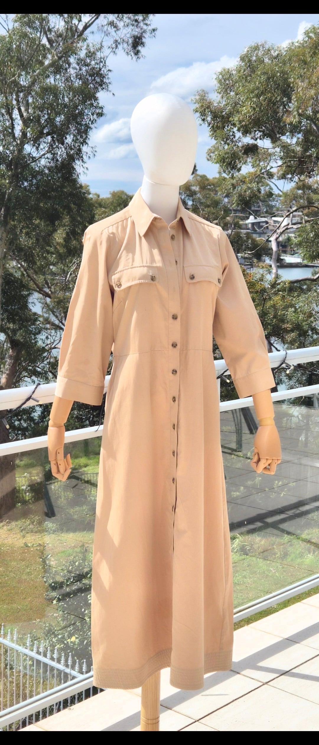 Sportcraft Ditte Shirt Dress in Beige Size 8