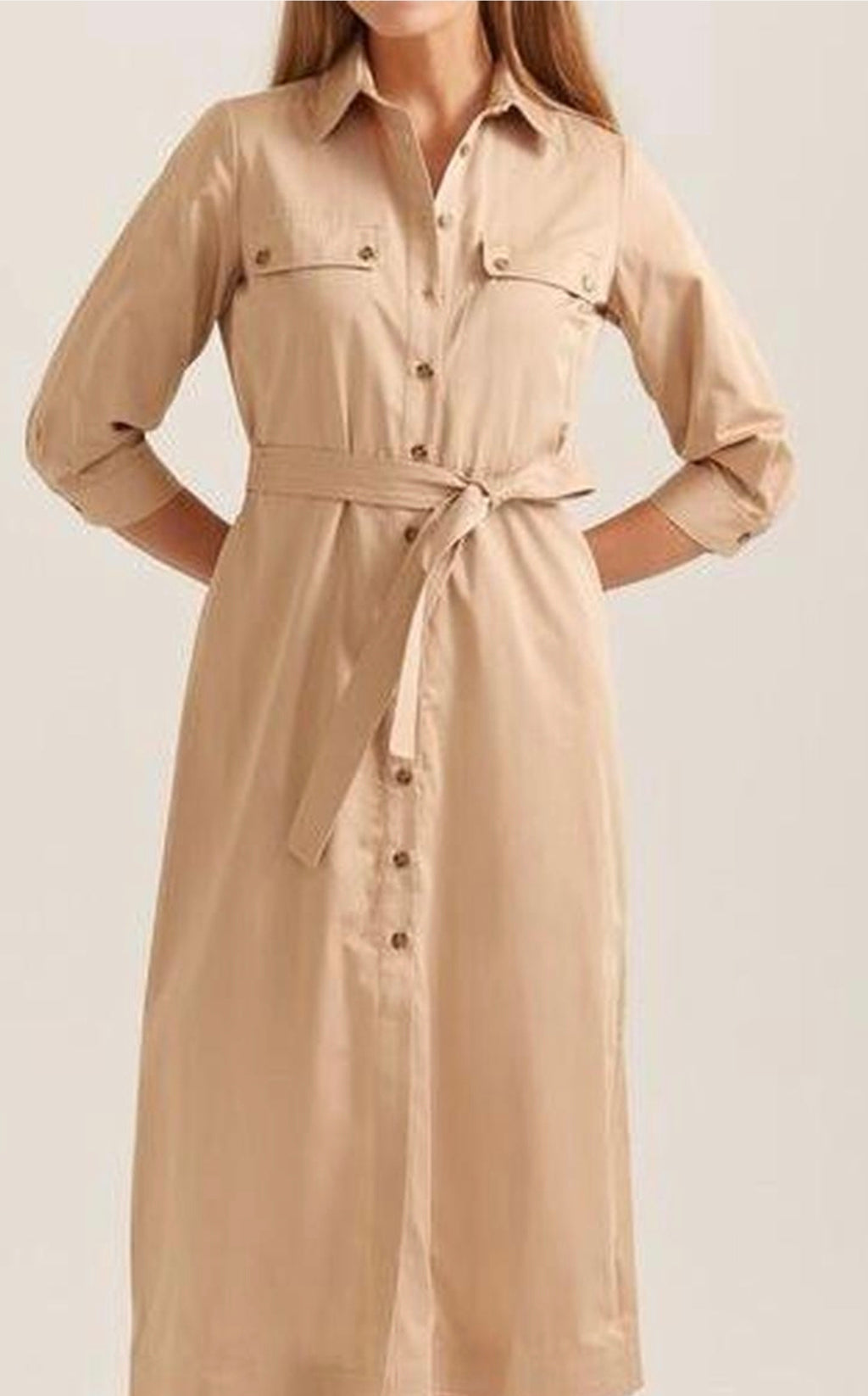 Sportcraft Ditte Shirt Dress in Beige Size 8