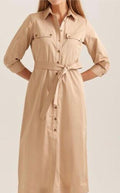 Sportcraft Ditte Shirt Dress in Beige Size 8