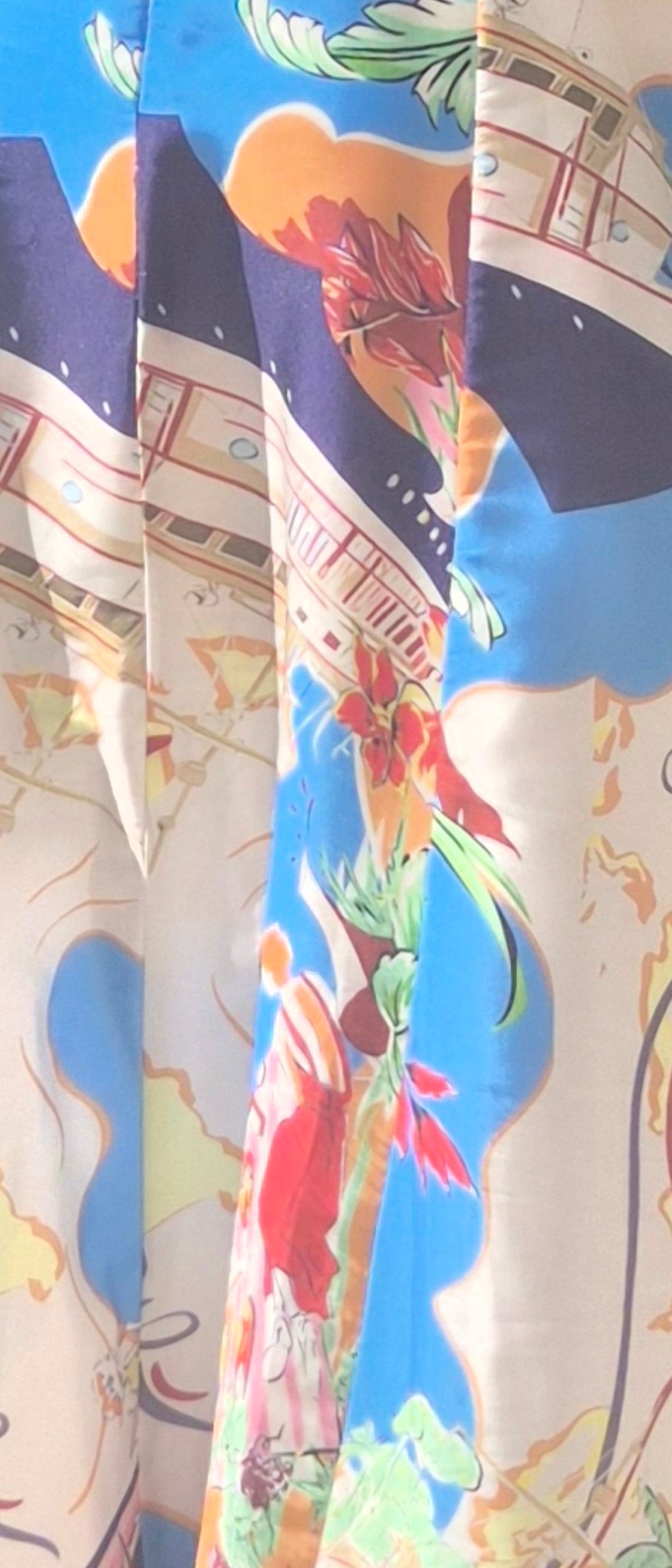 Nautical Map Linen Midi Dress - Size 10