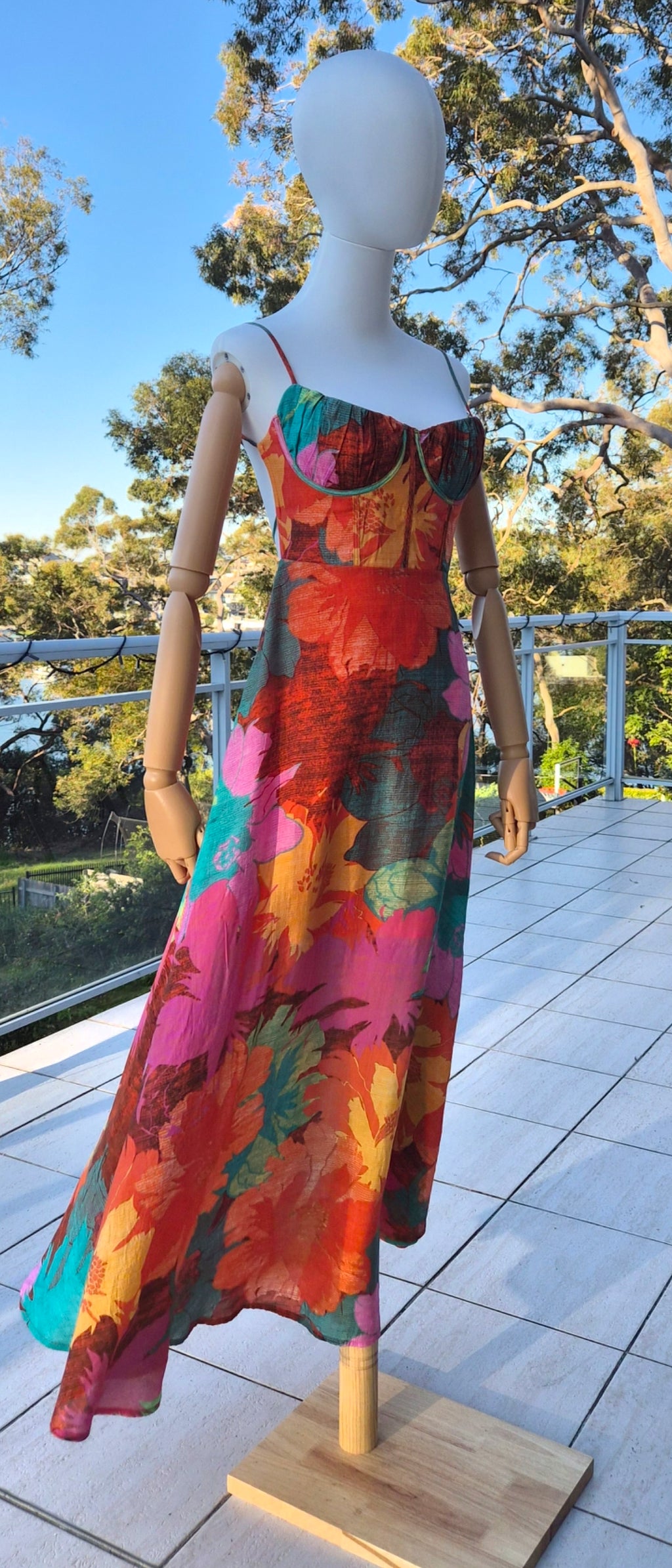 Rahima Maxi in Orange Floral Dress by Billy J - Size S