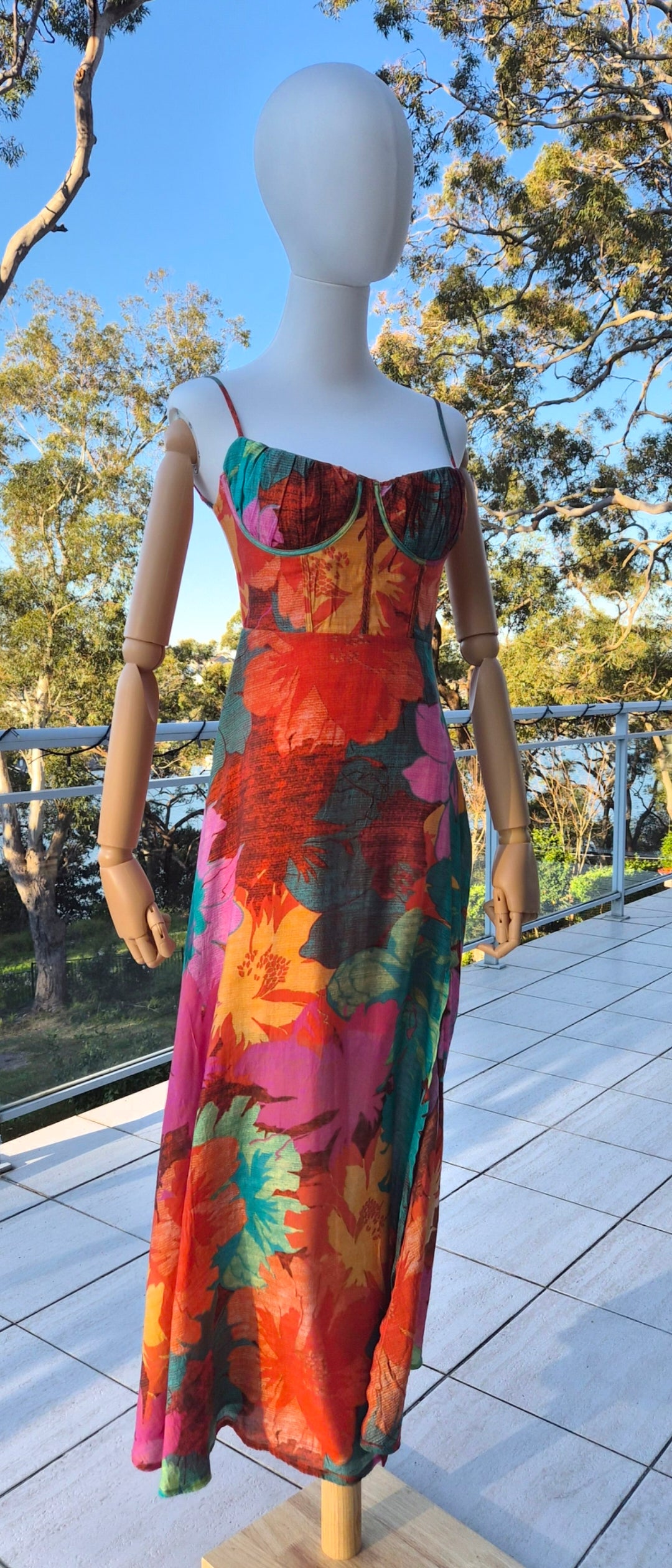 Rahima Maxi in Orange Floral Dress by Billy J - Size S