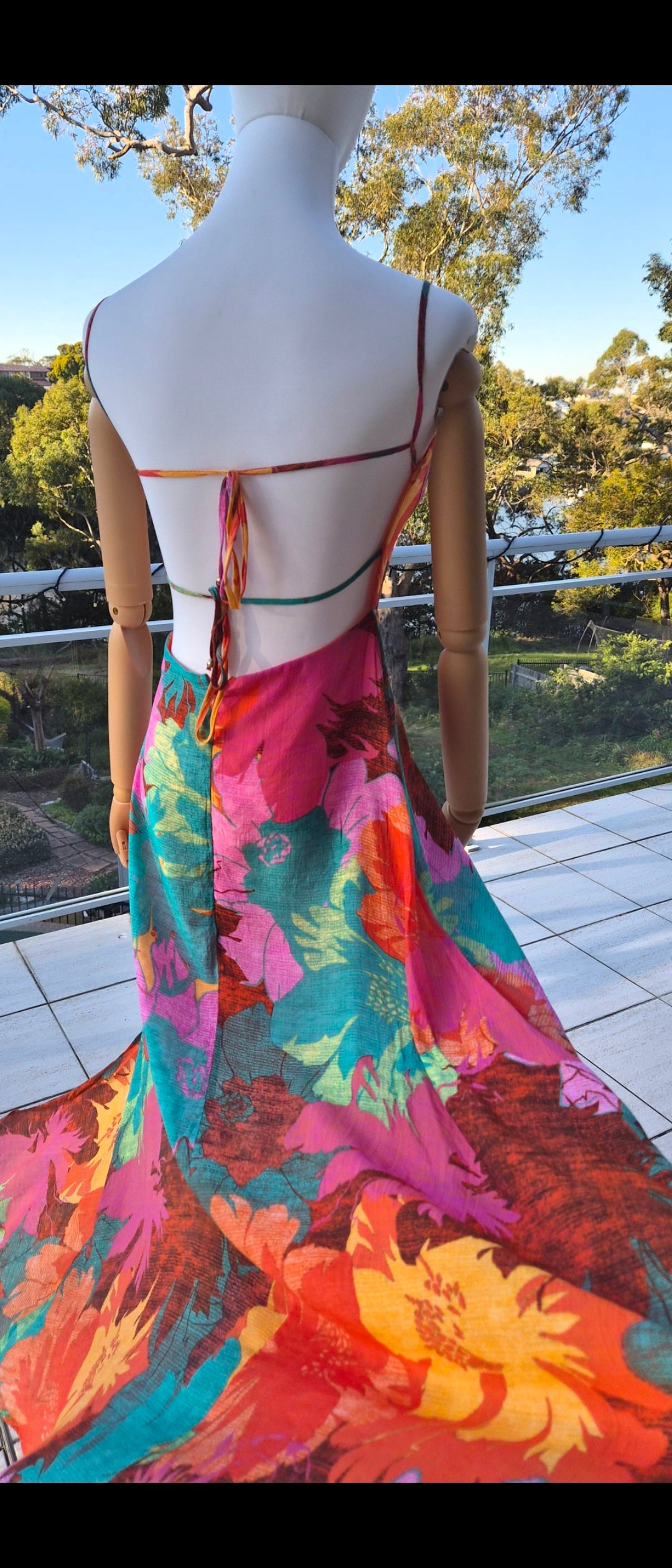 Rahima Maxi in Orange Floral Dress by Billy J - Size S