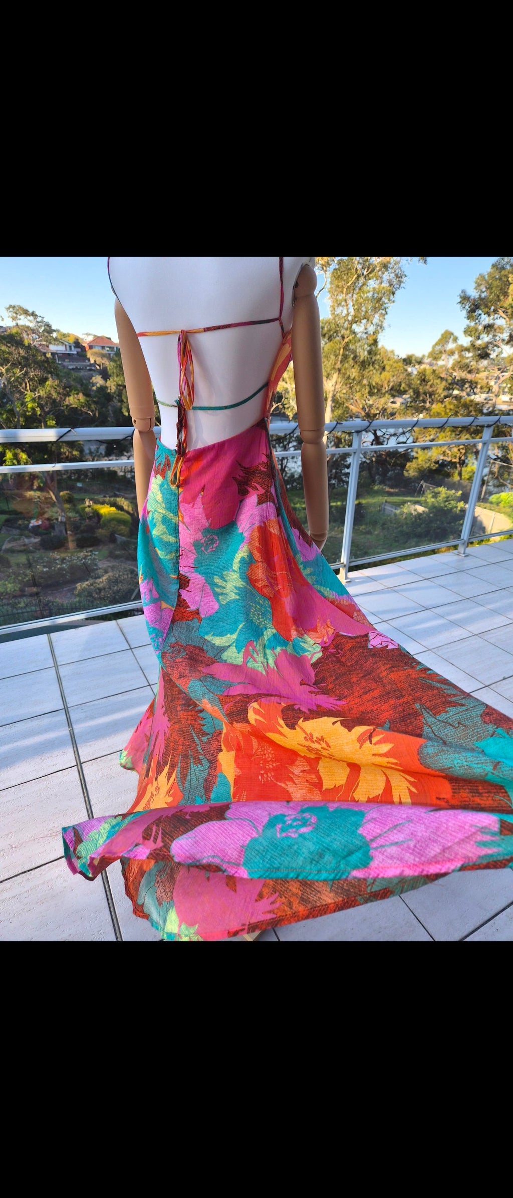 Rahima Maxi in Orange Floral Dress by Billy J - Size S