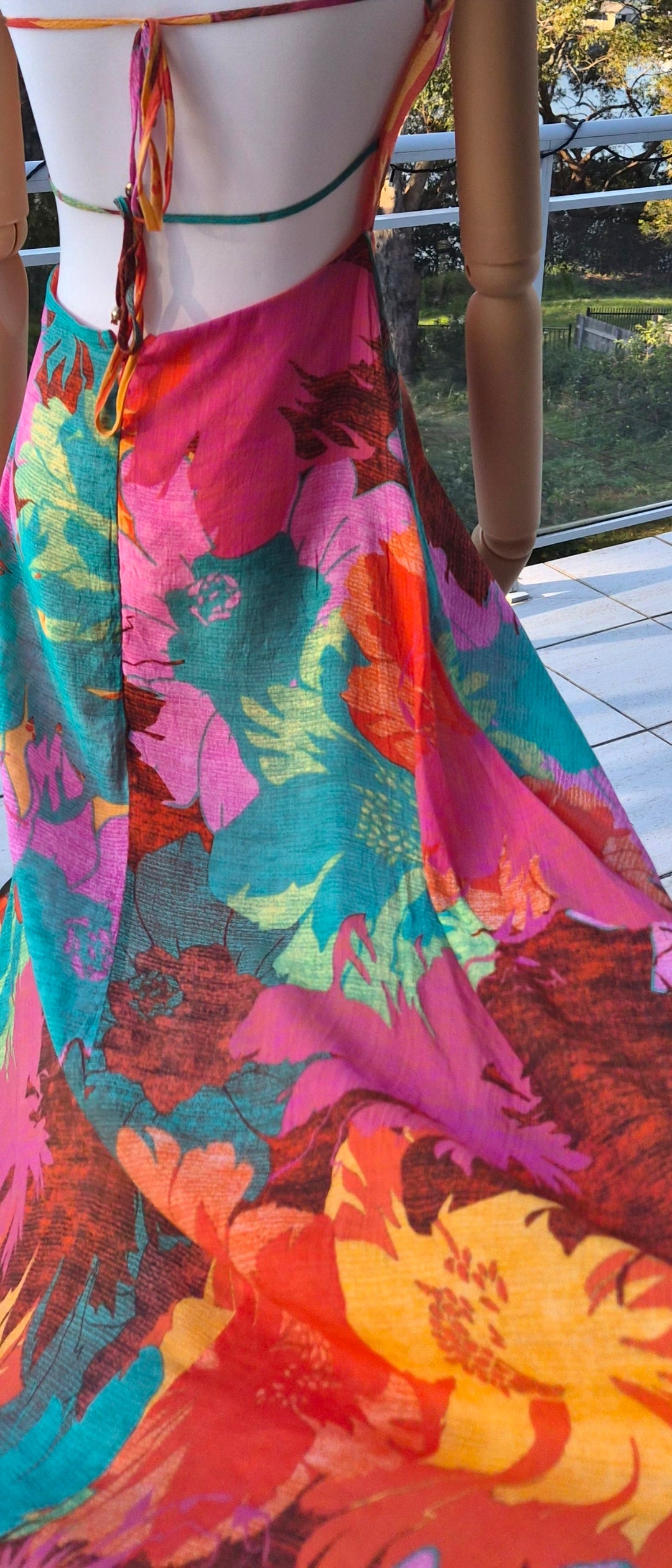 Rahima Maxi in Orange Floral Dress by Billy J - Size S