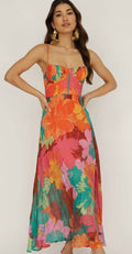 Rahima Maxi in Orange Floral Dress by Billy J - Size S