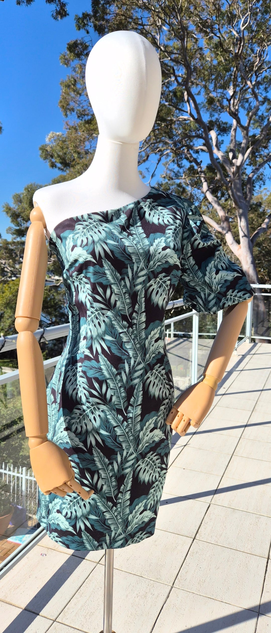Tropical Botanical Print one-shoulder- Size 10