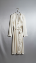 SOLD – Cream Satin Wrap Dress